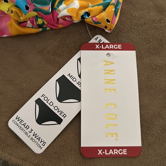 Anne Cole *NWT* Convertible High Waist Shirred Swim Bottom, Sunshine Floral - Picture 6 of 15